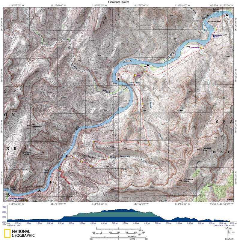 Map of Escalante Route with Elevation Profile