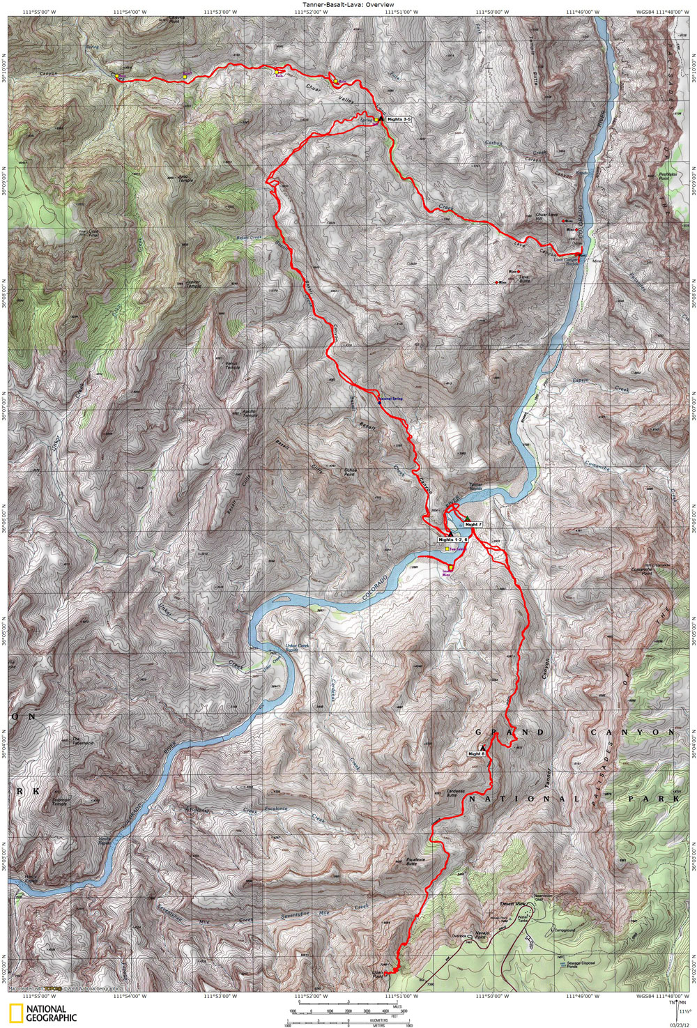Map of The Tanner-Basalt-Lava Route