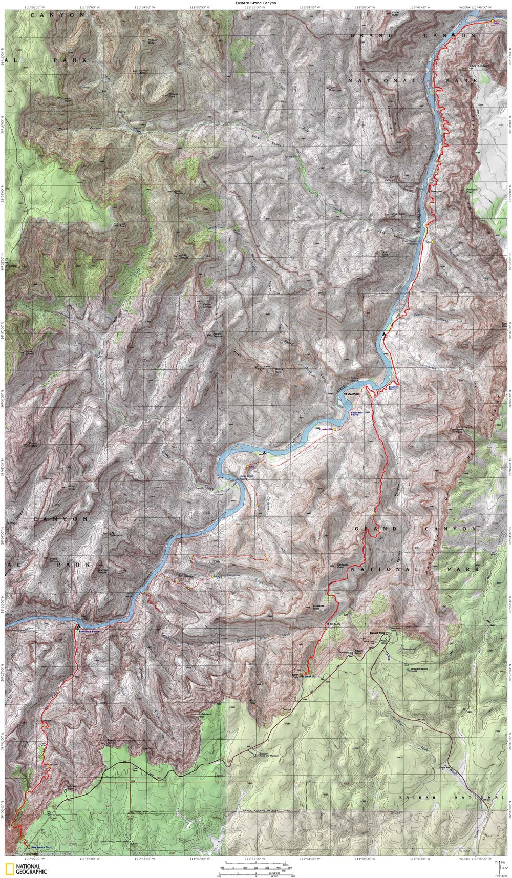 Map of Tanner-Beamer-Escalante Hike