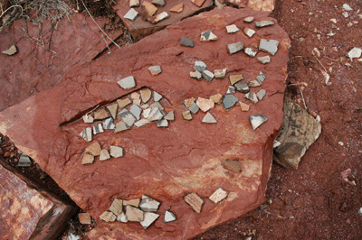 Pottery sherds at Indian ruin