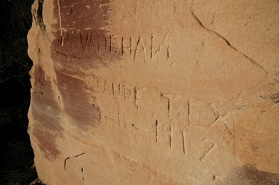 Inscription on a boulder in Shinumo Creek