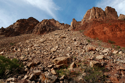 A rock slide in Red Canyon