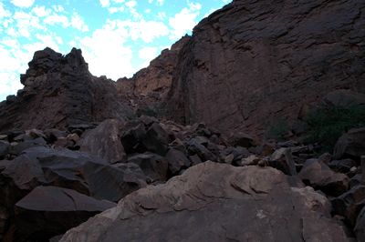At the base of the Papago rock slide
