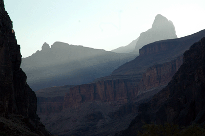 The first light of day spills into the canyon