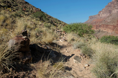 The cairn marking the beginning of the Tonto trail