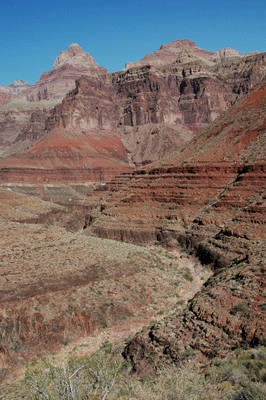 Looking north through Mineral Canyon with Rama Shrine (right) and Vishnu Temple visible in the distance