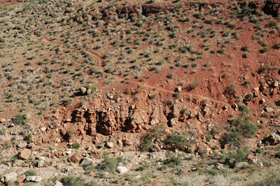 The Tonto trail descends into Mineral Canyon creek