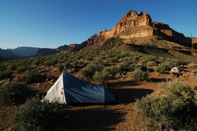 Bill's campsite on the Tonto plateau below the Grand Scenic Divide