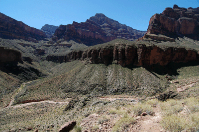 Descending to the junction of Topaz and Boucher canyons