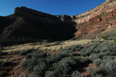 Looking south towards the Supai ascent in Travertine Canyon
