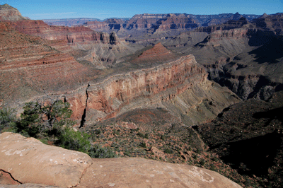 Looking north towards Whites Butte from the Supai rim below Yuma Point