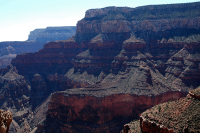 Looking across Hermit Canyon towards Lookout Point, Breezy Point and the Cathedral Stairs