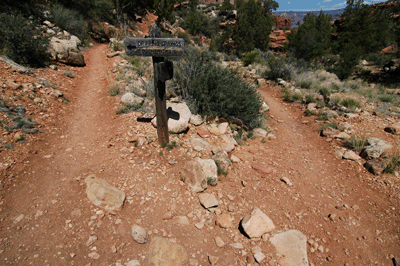 The junction of the Dripping Springs and Hermit trails