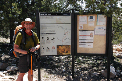 The hike through the Gems completed, a celebratory photo of me at the Hermit Trailhead