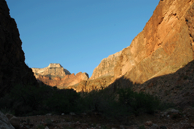 Early morning light washes the Schist in Monument Creek Canyon