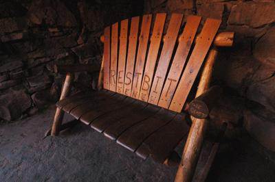 An inviting bench at Santa Maria Spring