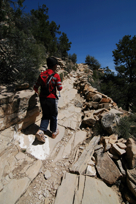 Rock slabs replace the cobblestones near the top of the Coconino