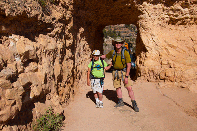 Posing in front of the first tunnel on Bright Angel trail