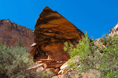 Pictograph Rock just above 2-Mile Corner on Bright Angel trail