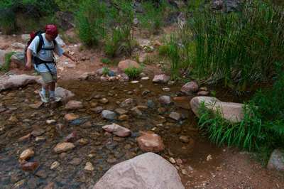 Crossing Pipe Creek in Grand Canyon