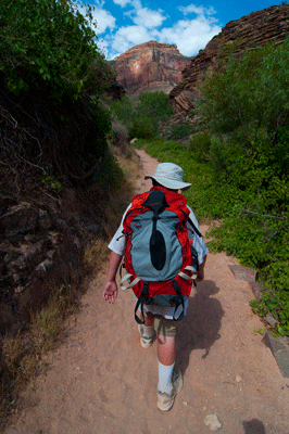 Approaching Indian Garden along the Bright Angel trail in Grand Canyon
