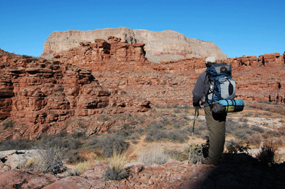 Pausing on the Lawson-Hack trail to look back towards the mouth of Hack Canyon