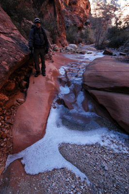 Ice and snow in lower Jumpup Canyon