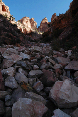 Rock slide on the Nankoweap Trail