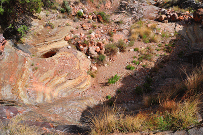 Pothole water in upper Vishnu Creek Canyon