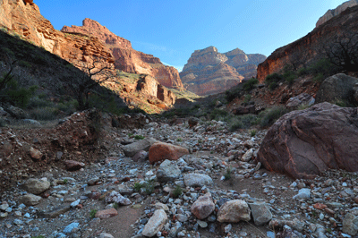 The dry bed of 'Double Disappointment' Canyon