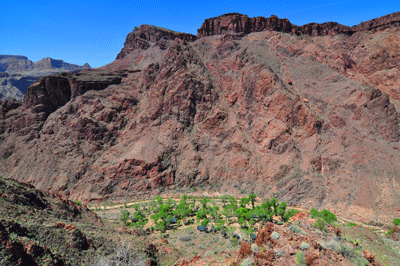 Phantom Ranch as seen from the Clear Creek trail