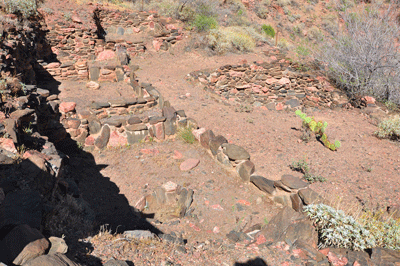 An excavated ancestral puebloan ruin near the mouth of Bright Angel Creek