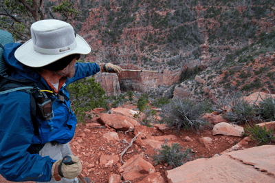 Rob points out the Marion-Seiber route near the head of Nankoweap Canyon