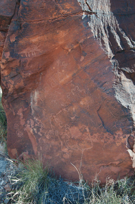 This boulder along Nankoweap Creek is covered with ancient petroglyphs