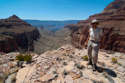 Rob stands atop the Redwall with Vishnu Canyon behind