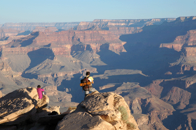 Hikers drinking in the view from Ooh Ahh Point