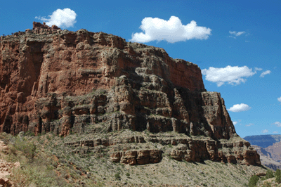 The Battleship, as seen from the Bright Angel Trail below the Redwall