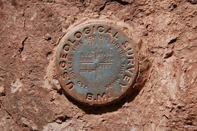 A U.S. Geological Survey benchmark along the Bright Angel Trail