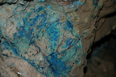 A copper vein in Pete Berry's mine