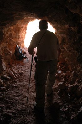 Dennis approaching the mine entrance