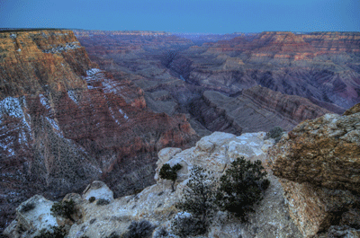 An HDR image of morning twilight painting eastern Grand Canyon