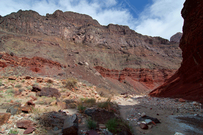 A view of Chuar Lava Hill as Lava Creek nears the Colorado River