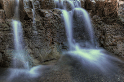 An HDR image of a small waterfall in Lava Creek