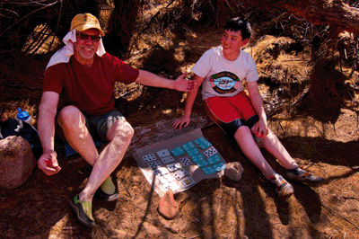 Dennis and Matthew engaged in a competitive game of Garbage at Cardenas Creek