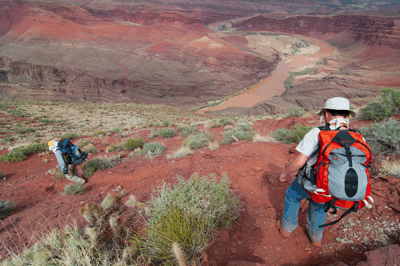 Dennis and Matthew begin the descent into Escalante Creek