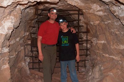 Me and Matthew in Peter Berry's old copper mine on the east side of Horseshoe Mesa