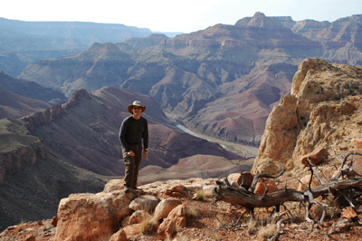 Bill with Escalante Creek ridge and the Colorado in the background
