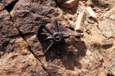Broken gear wheel left behind by 1919 survey crew