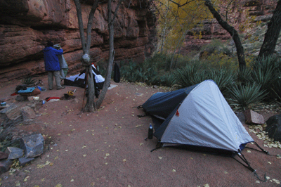 A perfect campsite alongside Phantom Creek