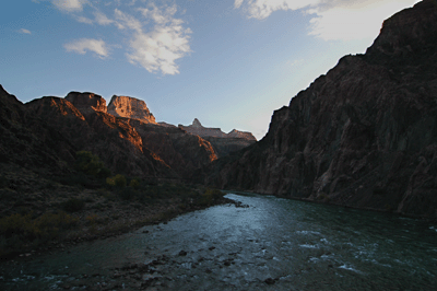 Looking upstream along the Colorado toward Sumner Butte and Zoroaster